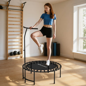 Fitness Trampolin mit verstellbarem Griff für Workout schwarz