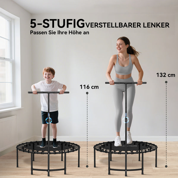 Fitness Trampolin mit verstellbarem Griff für Workout schwarz