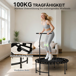 Fitness Trampolin mit verstellbarem Griff für Workout schwarz