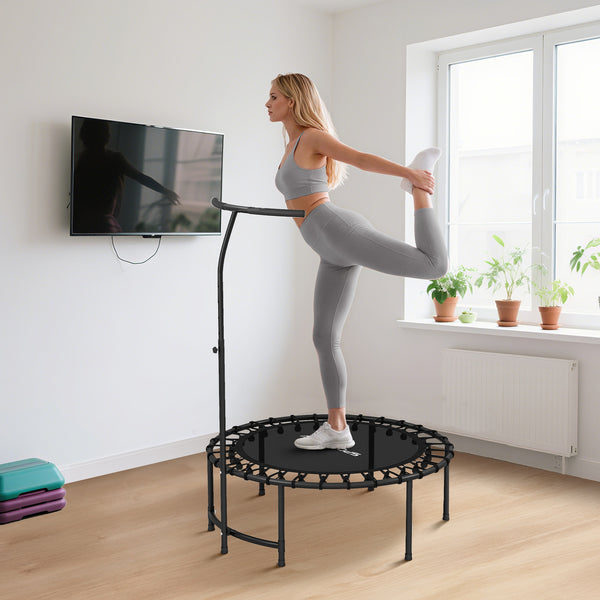 Fitness Trampolin mit verstellbarem Griff für Workout schwarz