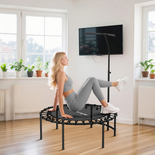 Fitness Trampolin mit verstellbarem Griff für Workout schwarz