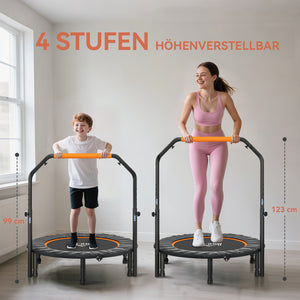 Fitnesstrampolin klappbar mit Haltegriff belastbar bis 150kg