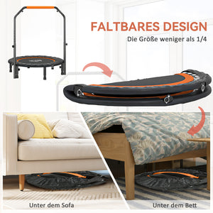Fitnesstrampolin klappbar mit Haltegriff belastbar bis 150kg
