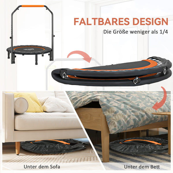 Fitnesstrampolin klappbar mit Haltegriff belastbar bis 150kg