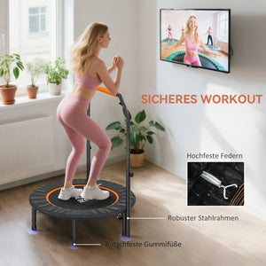 Fitnesstrampolin klappbar mit Haltegriff belastbar bis 150kg