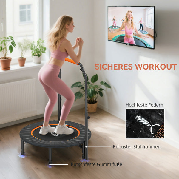Fitnesstrampolin klappbar mit Haltegriff belastbar bis 150kg
