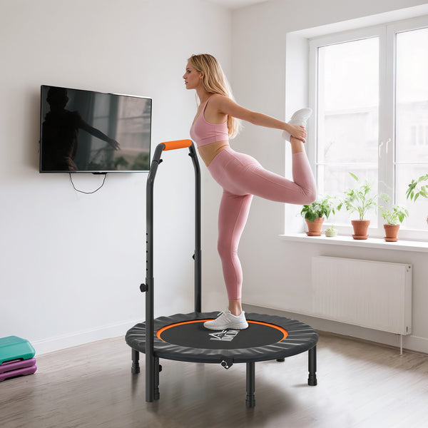 Fitnesstrampolin klappbar mit Haltegriff belastbar bis 150kg