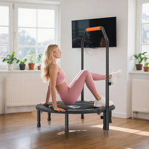 Fitnesstrampolin klappbar mit Haltegriff belastbar bis 150kg