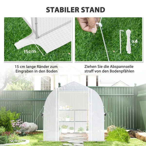 Foliengewächshaus UV-beständig mit Stahlrahmen für Garten 3x2x2m