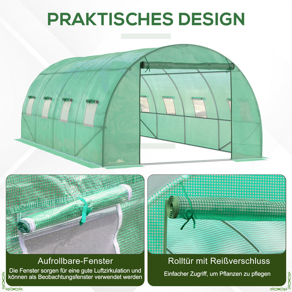 Foliengewächshaus begehbar für Garten aus Stahl und Kunststoff