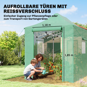 Foliengewächshaus gross faltbar mit Türen und Fenstern