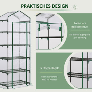 Foliengewächshaus mit 5 Regalen transparent Grün