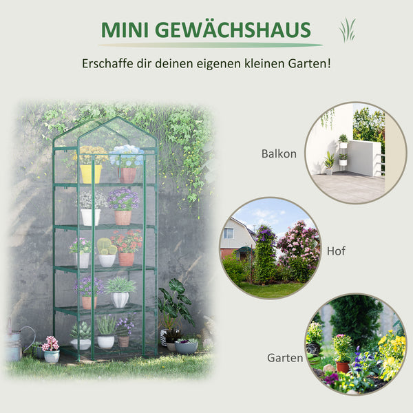 Foliengewächshaus mit 5 Regalen transparent Grün