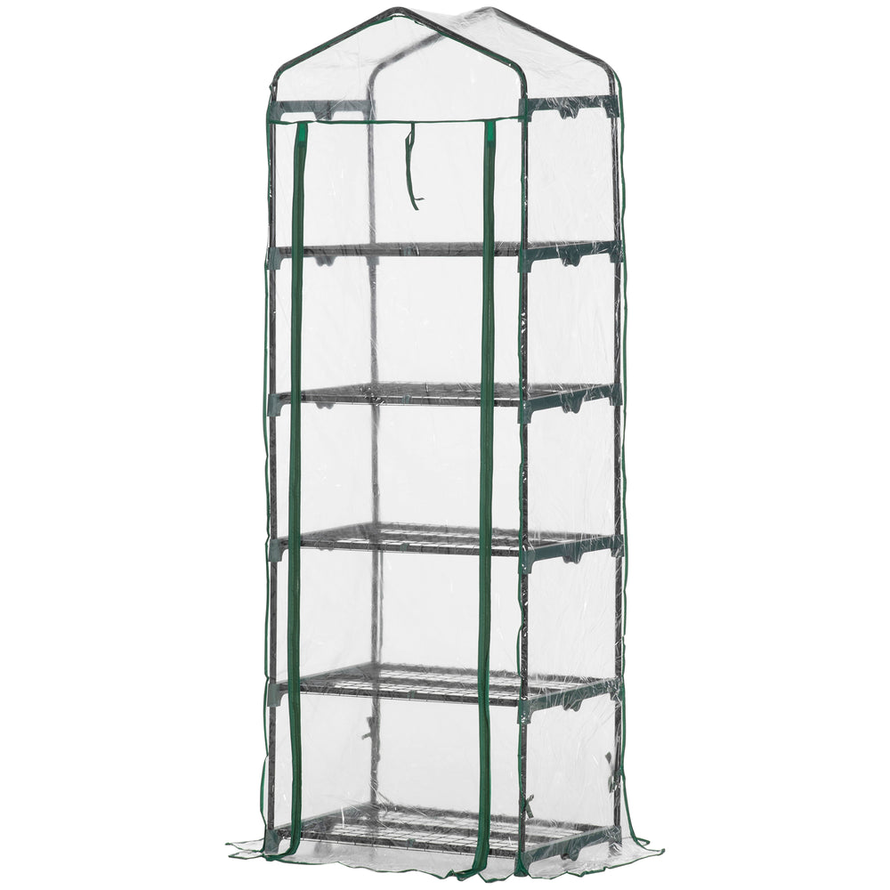 Foliengewächshaus mit 5 Regalen transparent Grün