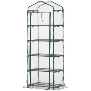 Foliengewächshaus mit 5 Regalen transparent Grün