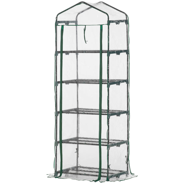 Foliengewächshaus mit 5 Regalen transparent Grün