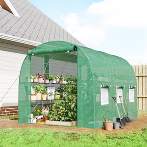 Foliengewächshaus mobil mit Regalen Tür und Fenstern 2x2m