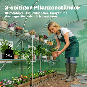 Foliengewächshaus mobil mit Regalen Tür und Fenstern 2x2m
