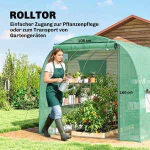 Foliengewächshaus mobil mit Regalen Tür und Fenstern 2x2m
