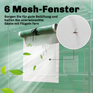 Foliengewächshaus mobil mit Regalen Tür und Fenstern 2x2m