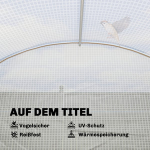 Foliengewächshaus gross rollbar mit Regalen und Netzfenstern