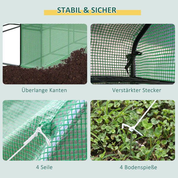 Foliengewächshaus begehbar mit Regalen und Tür für Tomaten