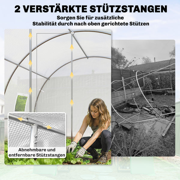 Foliengewächshaus für Garten mit Tür aus Kunststoff weiss