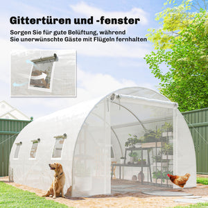 Foliengewächshaus für Garten mit Tür aus Kunststoff weiss