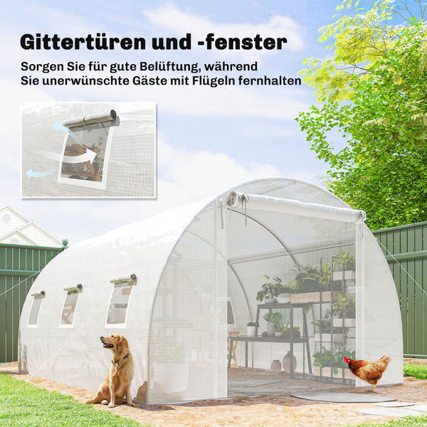 Foliengewächshaus für Garten mit Tür aus Kunststoff weiss