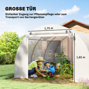 Foliengewächshaus für Garten mit Tür aus Kunststoff weiss