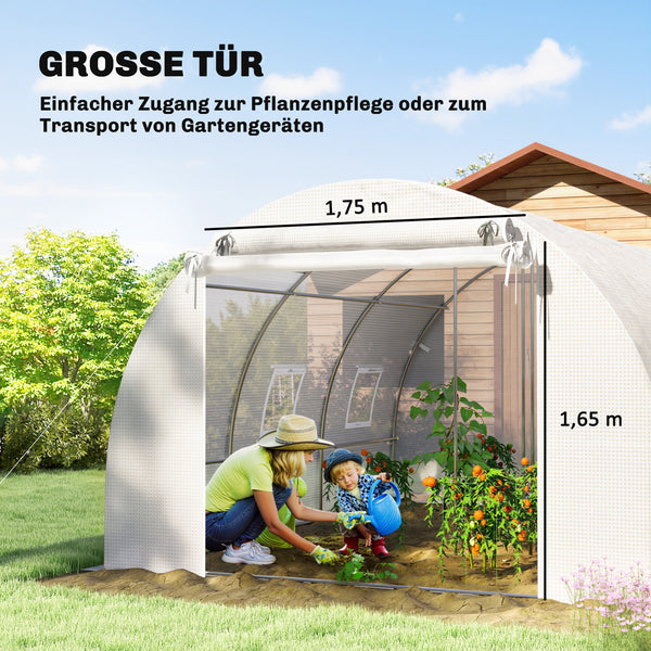 Foliengewächshaus für Garten mit Tür aus Kunststoff weiss