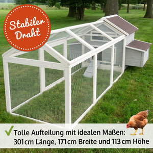 Freigehege 184x110x90cm sicherer Auslauf für Hühner & Kleintiere