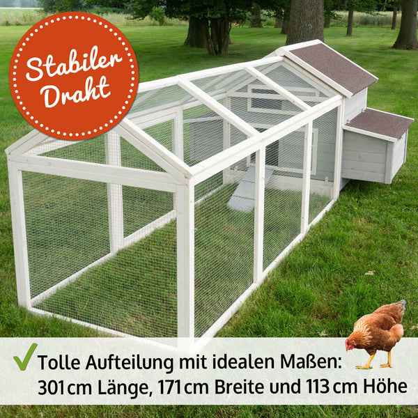 Freigehege 184x110x90cm sicherer Auslauf für Hühner & Kleintiere