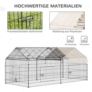 Kleintier Freigehege mit Sonnenschutz Metall Beige