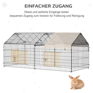 Kleintier Freigehege mit Sonnenschutz Metall Beige
