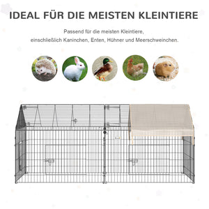Kleintier Freigehege mit Sonnenschutz Metall Beige