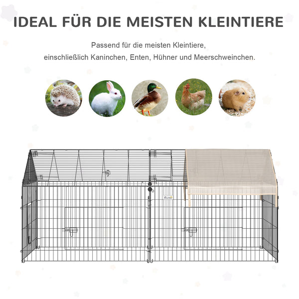 Kleintier Freigehege mit Sonnenschutz Metall Beige