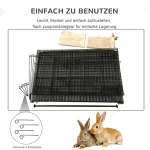 Kleintier Freigehege mit Sonnenschutz Metall Beige
