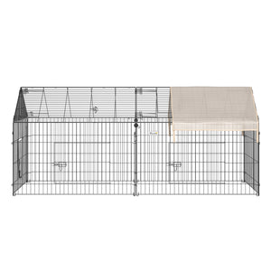Kleintier Freigehege mit Sonnenschutz Metall Beige