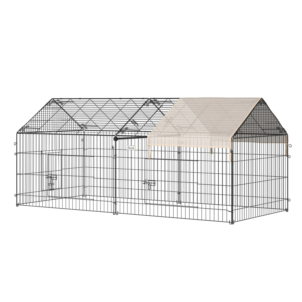 Recinto per piccoli animali da esterno con parasole, metallo, beige