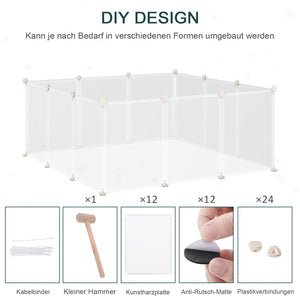 Freilaufgehege DIY für kleine Haustiere 105x105cm Weiss