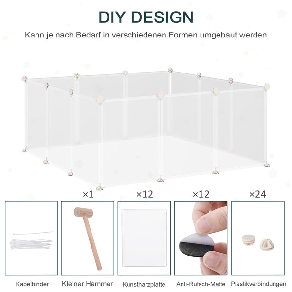 Freilaufgehege DIY für kleine Haustiere 105x105cm Weiss