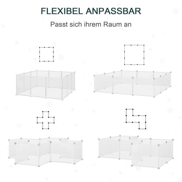 Freilaufgehege DIY für kleine Haustiere 105x105cm Weiss