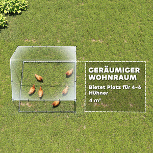 Freilaufgehege wetterfest abschliessbar mit UV-Schutz für Hühner Stahl