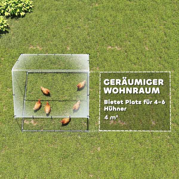 Freilaufgehege wetterfest abschliessbar mit UV-Schutz für Hühner Stahl