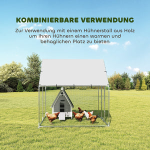 Freilaufgehege wetterfest abschliessbar mit UV-Schutz für Hühner Stahl