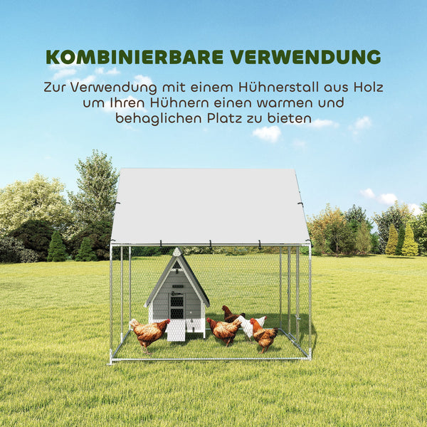 Freilaufgehege wetterfest abschliessbar mit UV-Schutz für Hühner Stahl