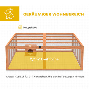 Freilaufgehege Kaninchenstall mit Unterschlupf für Kaninchen Holz