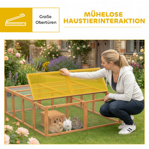 Freilaufgehege Kaninchenstall mit Unterschlupf für Kaninchen Holz