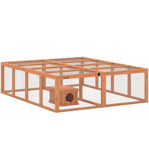 Freilaufgehege Kaninchenstall mit Unterschlupf für Kaninchen Holz